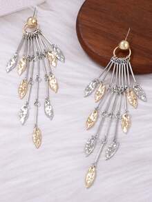 一对奢华树叶流苏耳环，设计独特，时尚百搭 - 多色葉子耳環 - 查看 4