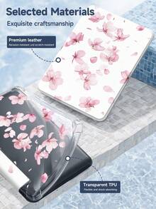 Cherry Blossoms Pattern Tablet Case Compatible With IPad Air 11-Inch M3 2025 / M2 2024, IPad Air 5th Generation 2022 , IPad (A16) 11 Inch 11th Generation 2025,Compatible With Samsung Galaxy Tab,Kindle Paperwhite 12th Gen 2024, Clear Back ,Fashion Pattern Protective Case,Autlueomatic Sleep And Wake-Up Function, Airbag Protection, Suitable For Gifts And Office Use - Multicolor - View 9