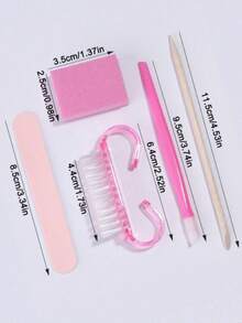 五合一便携式美甲美足套装 - 独立包装：双面指甲锉、木质角质层推棒、指甲清洁工具、指甲抛光块、亚克力美甲笔，用于自我护理和指甲修整 - 彩色 - 查看 3