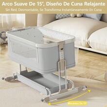 cunas para bebésMYXSRI Colecho para Bebe Cuna para Bebe con 7 Niveles de Ajuste De Altura Dos Modos Colchón Cambiador Red Cesta de Almacenamiento 4 Ruedas Giratorias Bloqueables 125 * 65 * 78cm Gris - gris - Ver 7