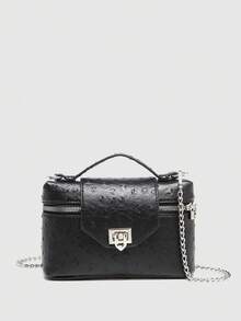 Petit sac à main pour femme, sac bandoulière carré en PU de texture d'autruche de couleur unie, convient pour la mode quotidienne et les sorties des femmes - Multicolore - Voir 15