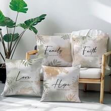 4pcs Inspirational Text & Watercolor Floral Pattern Throw Pillow Covers, Single-Sided Soft Peach Velvet Material, 45*45CM Cushion Covers For Home Indoor Bedroom Living Room Party Decor, Sofa Decorative Pillow Covers, Holiday Gift, No Pillow Insert - Multicolor - View 8