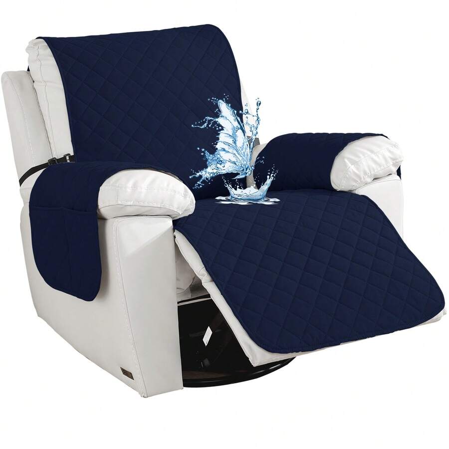 YSTYLE Large 1-Seater Relaxing Reclining Chair Cover, Waterproof Electric Reclining Chair Cover, Universal Armchair Cover, Armchair Cover With Side Pockets - Dark Blue - View 1