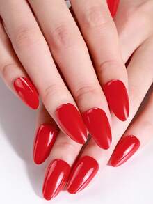 20片半固化凝胶美甲贴纸，红色UV凝胶美甲贴纸，沙龙品质，需配合UV灯使用，适合女性居家DIY美甲。美甲用品 - 紅色 - 查看 3