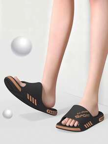 Zapatillas Gruesas Para Hombres De Suela Gruesa Adecuadas Para El Uso En Interiores Y Exteriores En Verano, Proporcionando Alta Durabilidad, Comodidad, Diseño Antideslizante Y Con Forma De Poo, Ideales Para Parejas - Negro y dorado - Ver 10