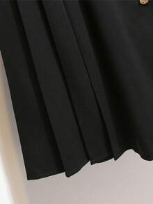 PARARAL Plus Size Women's Summer Fashion Business Casual Reversible Collar Pleated Dress, Suitable For Office, Dating, Wedding Guest, Elegant, Party, Black - Black - View 11