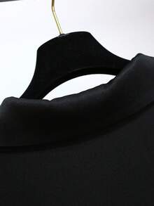 PARARAL Plus Size Women's Summer Fashion Business Casual Reversible Collar Pleated Dress, Suitable For Office, Dating, Wedding Guest, Elegant, Party, Black - Black - View 12