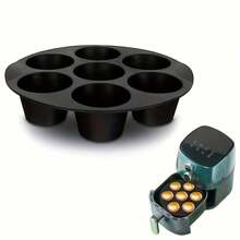2个/1个 7杯空气炸锅硅胶煎饼模具托盘 - 不粘纸杯蛋糕托盘，适用于空气炸锅，圆形，17厘米/21厘米，易脱模，烘焙烹饪必备厨房配件，微波炉适用 - 彩色 - 查看 13