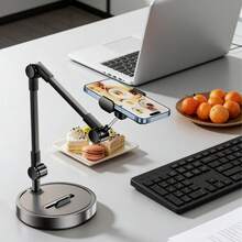 1件，货号D55，黑色铝合金和ABS材质，可调节通用耐用金属手机支架（适用于直播、网课、Vlog等） - 黑色 - 查看 7