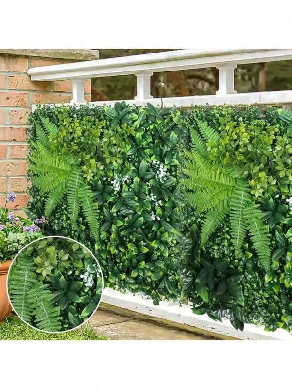 1 pieza Panel de pared de césped artificial con flores, pantalla de barrera de privacidad de césped, pared verde para uso doméstico interior, adecuado para valla, jardín, boda, Navidad, Halloween, Pascua, decoración de jardinería