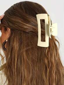 4个简约方形哑光发夹，时尚发爪发卡，女士适用 - 彩色 - 查看 2
