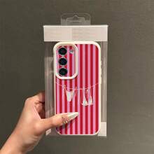 TPU Material Sweet Summer Girl Personalized Pink Striped Swimsuit Pattern Fashionable Phone Case Compatible With Samsung/A05s/A12/A13/A14/4G/A15/A21s/A23/A25/A32/5G/A34/A35/A50s/A51/A52/A53/A54/A55/A71/A72/A73/S10/S20FE/S20Ultra/S21Ultra/S22/S22Plus/S23/S24, Redmi 10C/12C/Note10/11/12/13/ProPlus/Note8/9Pro, Full Protective Soft Cover - White - View 3