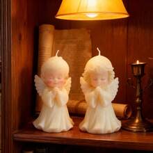 Conjunto de 2 moldes de silicone reutilizáveis em formato de anjo rezando, ideais para resina epóxi, fabricação de velas, artesanato em argila e gesso, lembrancinhas de casamento, decorações de Páscoa e Ramadã, compatíveis com resina, cera, argila e gesso (formato assimétrico). - Garota Anjo - Ver 6