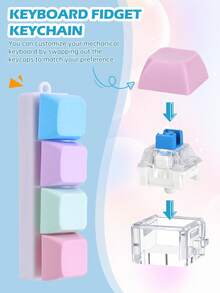 EIGIIS 1pc Keyboard Key Stress Relief Keychain, Suitable For Adults - Multi-Color Relaxation Toy With Metal Ring And Chain, Plastic Material, Helps Focus And Relieve Stress, Perfect Gift, Keychain Stress Relief Toy - Multicolor - View 5