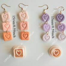 Mirrored Heart-Shaped Polymer Clay Cutters Set Valentine'S Day Themed DIY Jewelry Pendant Crafting Tools Kit - Heart - View 8