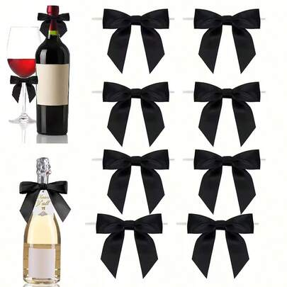 20pcs Black Ribbon Bow Decoration, Pre Made Pink Twisted Bow, Used For Gift Packaging, Candy Bags, Party Gifts, Wedding Decorations. Black Ribbon Bow Decoration, Pre Made Pink Twisted Bow, Used For Gift Packaging, Candy Bags, Party Gifts, Wedding Decorations