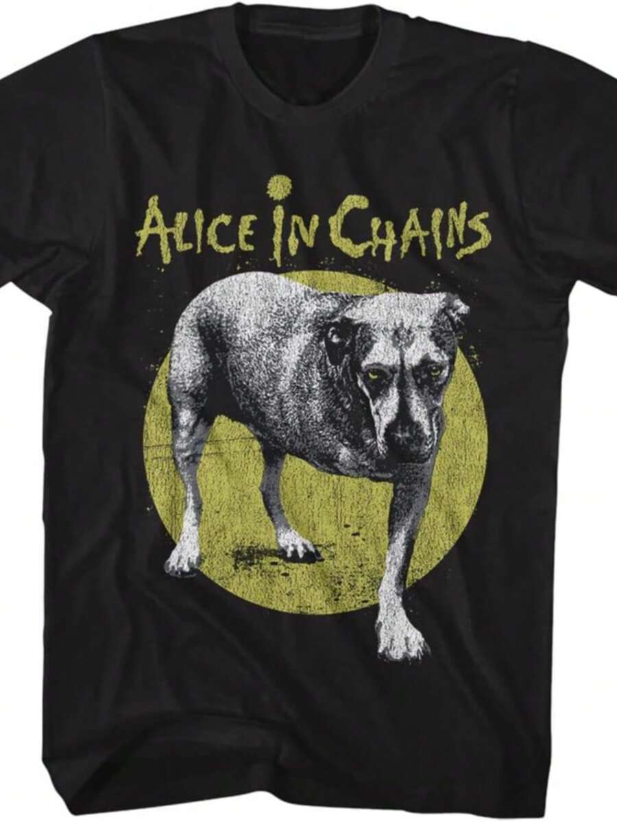 Alice In Chains T Shirt Self Titled Album Cover Mens Short Sleeve T Shirts 90s Music Graphic Tees - 黑色 - 查看 1