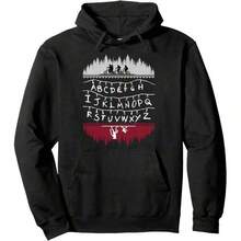 Stranger ThNgs Alphabet Lights Pullover Hoodie - Women Pullover Hoodie 60% Cotton 40% Polyester Casual Sports, Daily Fashion, Loose Fit, Party Outfits,Gift, Unisex Style, Black,S-3XL - Black - View 7