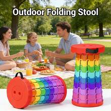 Portable Rainbow Folding Stool - Foldable Outdoor/Travel Chair For Camping, Train, Home Use - Durable PP Material - Multicolor - View 6
