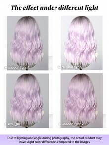 20" Lavender Wavy Bob Wig, Women - Shoulder Length, Middle Part, Heat Resistant Synthetic Fiber, Natural Look, Blonde Wig, Essential For Beauty Events, Suitable For Beginners, High Quality, Women's Wig, Versatile Use For Daily, Party, Cosplay, Holiday, Music Festival And More, Elegant & Fashionable - 淡紫色 - 查看 8