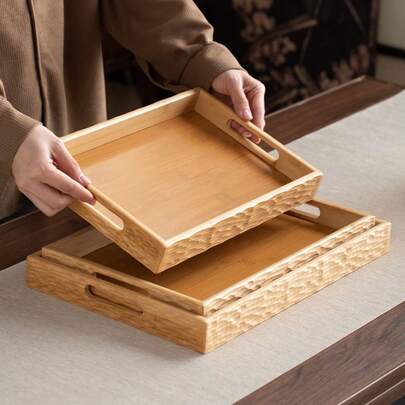 1pc Wavy Handle Tray, Dessert Display Plate, Multipurpose Fruit Platter, Suitable For Dining Table Decor, Home And Kitchen Serving Dish