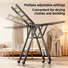 Wäscheständer - Doppellagige, faltbare Wäscheleine + kein Aufbau erforderlich - Übersicht 6