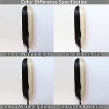 ZigZag Hair 13x4蕾丝前假发，半黑半金合成直长发假发，自然发际线，耐热合成纤维女士时尚假发 - 彩色 - 查看 11