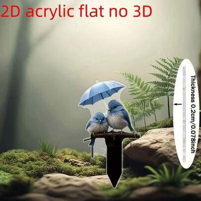 One, 2D Bird Garden Decoration – Charming Bluebird Design Under Umbrella For Artistic Outdoor Lawn And Yard Decorations Electric, Perfect For Gardening And Festival Displays, Seasonal Showcase | Artistic Bird Design | Outdoor Material