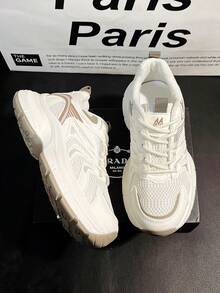 2025 Spring/Summer New Thick Sole Mesh Casual Sports Shoes, Women - Khaki - View 1