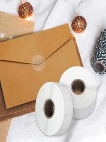 500 piezas Etiquetas adhesivas transparentes para embalaje de regalos DIY, etiquetas autoadhesivas para sellar cajas de regalo, adecuadas para cualquier proyecto de manualidades pequeño, etiquetas para envolver regalos de Navidad, etiquetas para sellar cajas, etiquetas de sellado, comercial - Multicolor - Ver 1