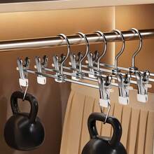 10pcs Galvanized Pants Clips Multifunctional Stainless Steel Clothes Hangers For Non-Slip Storage, No Trace - Silver - View 7