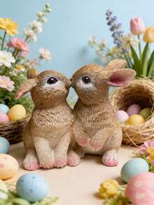 1 Stück Osterhase / Valentinstag Kaninchen Paar Dekoration, geeignet für Schlafzimmer, Wohnzimmer, Esszimmer, Bürotisch, Garten - Verschiedenfarbig - Übersicht 9