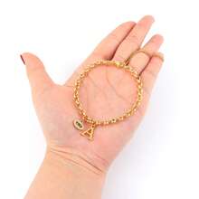 1pc Classic Simple Initial Eye Pendant Golden Stainless Steel Chain Bracelets For Women - Yellow Gold - View 3