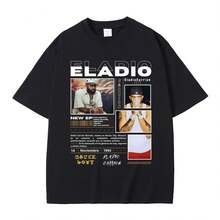 Rare Rapper Eladio Carrion Graphic T Shirts Men Women Hip Hop Vintage Oversized Tshirt Male Fashion Casual Short Sleeve T-Shirts - 黑色 - 查看 1