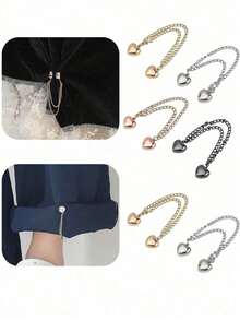 Bộ 2/4 kẹp từ đa năng, kẹp khăn từ mạnh mẽ mới có dây xích, kẹp áo sơ mi, phụ kiện thời trang để siết chặt gấu áo thun, cổ áo và ống quần, trang trí Halloween. - Nhiều màu - Xem 5