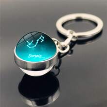 1pc New 12 Zodiac Keychain, Starry Sky Luminous Keychain, Time Stone Glass Ball Keychain, Pendant Keychain Gift - Multicolor New-4 - View 10