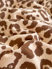 4pcs Soft Bedding Set, 100% Microfiber, Bow Leopard Print Duvet Cover Set (1 Duvet Cover + 1 Flat Sheet + 2 Pillowcases, No Filler), Wild & Open, Fashionable & Unique, Suitable For Single, Double, Queen, King Beds, All Seasons, Valentine's Day Gift - Pink Brown - View 8