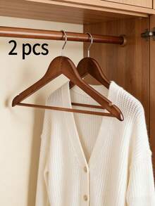 Percha de ropa de madera, tamaño adulto, con ranuras antideslizantes y gancho giratorio 360°, adecuada para camisas, chaquetas, suéteres, pantalones y otras prendas, color natural de la madera - Multicolor - Ver 16