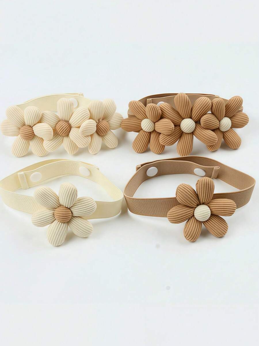 1pc/2pcs/4pcs Curtain Tie Backs, Flower Shaped Curtain Tiebacks, Curtain Accessories, Cute Flower Design Curtain Clips, Living Room Home Decor Gift, Birthday/Graduation - Beige - View 1