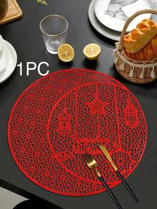 1/4/6pcs Festive PVC Gold Foil Placemats, Suitable For Holiday Party Table Decor, Star & Moon Design Placemats - Multicolor - View 12
