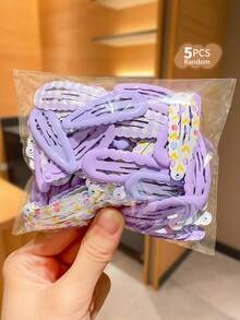 5pcs Cute Floral Print Hair Clips For Women, Fashionable And Sweet Hair Accessories, Suitable As Gift For Girls To Tidy Bangs - Multicolor - View 8