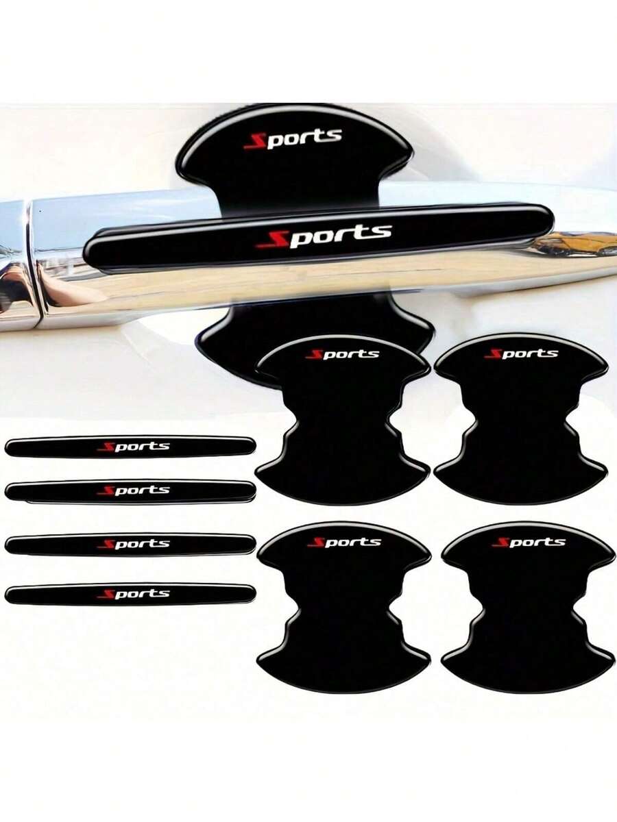 8pcs Car Door Handle Bowl Anti-Scratch Protective Stickers, Universal Fit With Paint Protection Film, Wear-Resistant - One Size - View 1