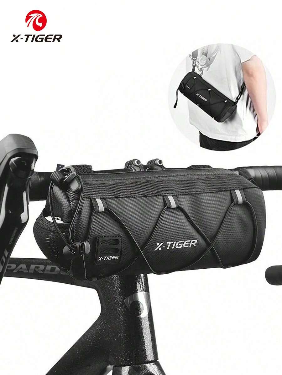 Bolsa de manillar de bicicleta X-TIGER, cesta de bicicleta, bolsa delantera de bicicleta, bolso de hombro, bolso de cintura, adecuado para bicicleta deportiva, accesorios de bicicleta profesionales - Negro - Multicolor - Ver 1