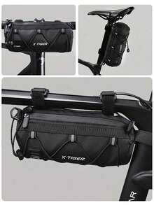 Bolsa de manillar de bicicleta X-TIGER, cesta de bicicleta, bolsa delantera de bicicleta, bolso de hombro, bolso de cintura, adecuado para bicicleta deportiva, accesorios de bicicleta profesionales - Negro - Multicolor - Ver 8