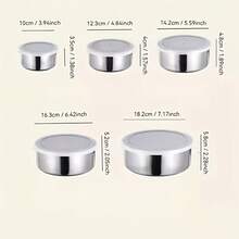 10 Piece Set Of Stainless Steel Fresh-Keeping Box With 5 Lids And 5 Containers, Multi Size Set Of Bento Box - Dishwasher Compatible, Multifunctional Food Storage Container, Stylish Metal Texture Design, Suitable For School Lunch Boxes, Outdoor Camping, Hiking, And Home Kitchen Use - Ideal Gift For Back To School Season And Summer Celebrations - Silver - View 6