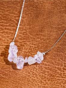 缓解焦虑的紫水晶和波西米亚风格碎石项链，有助于减轻压力，促进平静，适合日常佩戴和送礼（天然材料可能存在颜色差异和瑕疵）。 - 淡紫色 - 查看 5