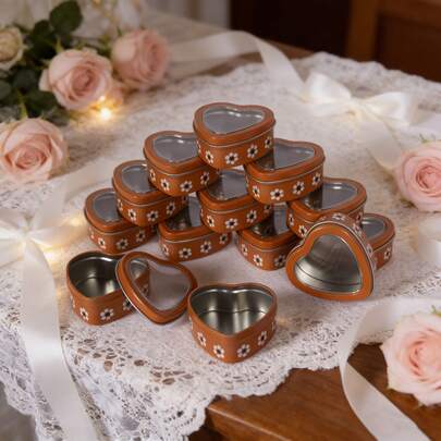 45pcs Heart-Shaped Metal Candle Tin Set Includes Lids, Candle Wicks, Stickers, Holders, DIY Scented Candle Making Supplies, Small Storage Box, Suitable For Wedding, Birthday, Valentine's Day Party Decor, Perfect Gift For Friends