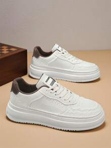 2026 New Leather Embossed Platform Lightweight Casual Sneakers - Beige - View 7