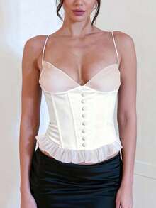 2026 New Mesh Corset-Style Strapless Top Designer-Inspired High-End Women's Wear Spring/Summer Collection - White - View 4
