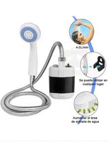 DeTODO Regadera Ducha Portátil Eléctrica Exterior USB Recargable Bomba de Mano con Manguera De 1.5 M Para Senderismo, Caravanas, el Coche o Lavar al Perro - Blanco-1 ud. - Ver 10